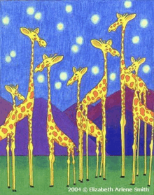Giraffee Giraffees Artist Elizabeth Arlene Smith Colorful GIF