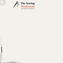 a poster for the sewing workroom shows a bedroom with white curtains