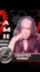 a blurry picture of a person with the word amh on the bottom right