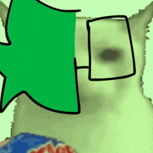 a drawing of a cat with glasses and a green star behind it