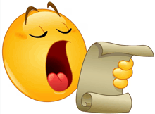 a sleeping smiley face is holding a scroll of paper