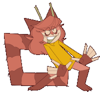 a cartoon drawing of a cat with a long tail and a yellow shirt