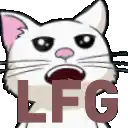 a cartoon cat with the word lfg written in red