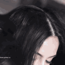 a close up of a woman 's head with the words up to dandruff written on the bottom