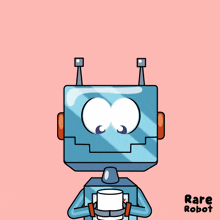 a cartoon drawing of a robot with the words rare robot written below it