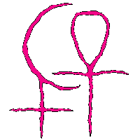 a drawing of a female symbol with a cross and a heart