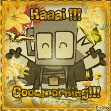 a picture of a robot says good morning