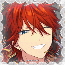 a red haired anime character with the words somos de reiki below him