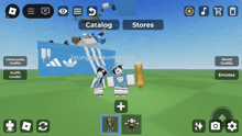 a screenshot of a video game with the catalog and stores buttons