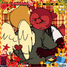 a cartoon drawing of a devil holding a man with wings and the words i love my big brother
