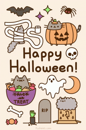 Download Aesthetic Cute Halloween Pusheen Trick Or Treat Wallpaper   Wallpaperscom