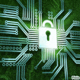 a picture of a padlock on a circuit board with pixiz written on the bottom
