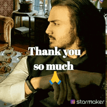 a picture of a man with the words " thank you so much " above him