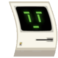 a computer monitor with a green face and the number 7 on it