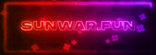 a neon sign that says sunwar fun in red