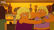 a cartoon of two women fighting with the word [ as ] in the upper right corner