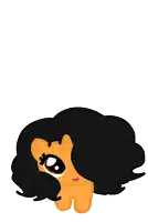 a drawing of a pony with black hair and big eyes