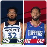 two basketball players from the wolves and clippers