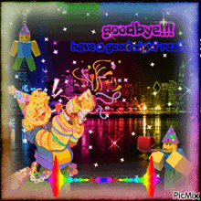 a colorful greeting card that says goodbye have a good time rest