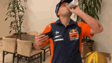 Drinking Red Bull GIF - Drinking Red Bull Take A Break GIFs