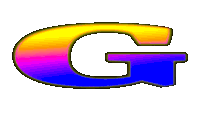 a rainbow colored letter g with a white background