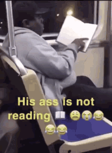 his ass is not reading flipping pages blank pages bus ride
