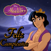 a disney aladdin poster with a man wearing a crown