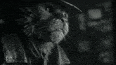 a black and white photo of a cat wearing a hat