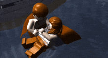a lego figure is laying on the ground with a cross on his head