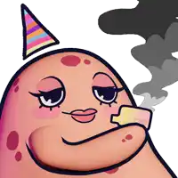 a cartoon character wearing a party hat and smoking