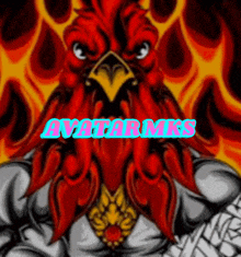 a picture of a rooster with the words avatarmks written on it