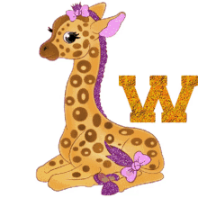 giraffe cute letter w glitters