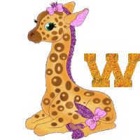 Giraffe Cute Sticker - Giraffe Cute Letter W Stickers
