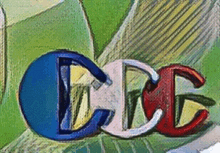 a close up of a painting with the letters gde on it