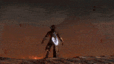 a man with a beard is flying in the dark