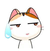 a cartoon cat with a drop of water on its face