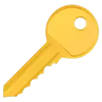 a yellow key with a hole in the center