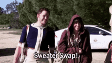 Chris Pratt Sweater Swap GIF - Chris Pratt Sweater Swap Parks And Recreation GIFs