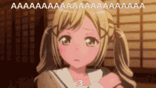 a girl with pigtails is crying with a caption that says aa