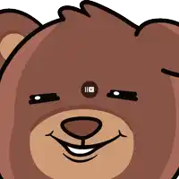 a close up of a teddy bear 's face with a youtube icon on it