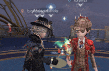 a couple of cartoon characters standing next to each other with the name josephbabygirl elticks on the bottom right
