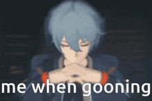 a picture of a person with their eyes closed and the words me when going