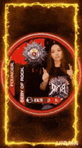 a picture of a woman in a circle that says founder on it
