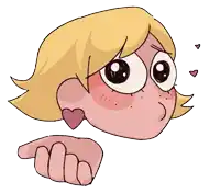a cartoon drawing of a girl holding a pink heart