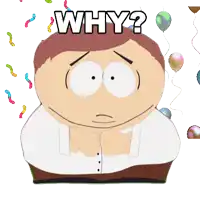 a cartoon character with the words why on his head