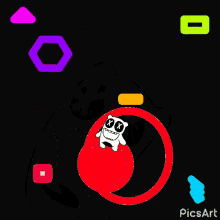a cartoon drawing of a maze with a skull in the middle and the words picsart at the bottom