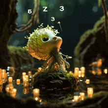 a drawing of a plant with the numbers 5 z 3 floating above it
