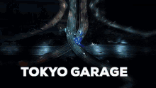 an aerial view of a highway at night with tokyo garage written on the bottom