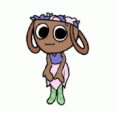 a cartoon drawing of a girl with a flower crown on her head .