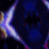 a blurry image of a person 's face with a blue and red background